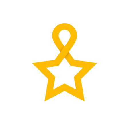 Infinity sign from the star. Cyclic yellow star. Modern natural endless loop. Futuristic logo corporate design.のイラスト素材