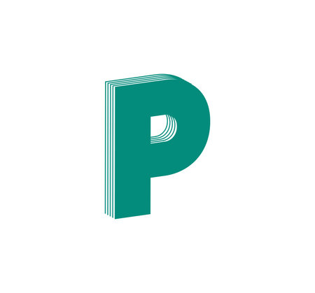 3D Linear modern logo of letter P. Number in the form of a line strip. Linear abstract design of alphabet number character and letter. logo, corporate identity, app, creative posteのイラスト素材