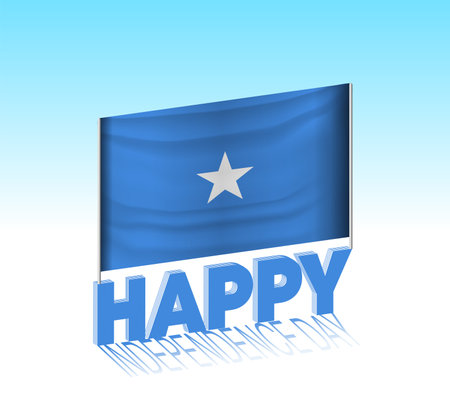 Somalia independence day. Simple Somalia flag and billboard in the sky. 3d lettering template. Ready special day design message.のイラスト素材