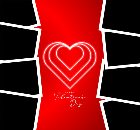 Happy Valentine's day ready modern design template. Intertwined hearts. Empty photo space. 14 February Valentine's day collage.のイラスト素材