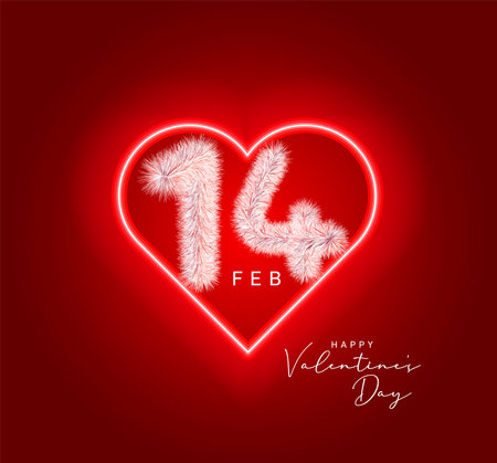 Happy Valentine's Day ready modern design template. 14 February letters with feathers inside the heart. valentine's day card.のイラスト素材