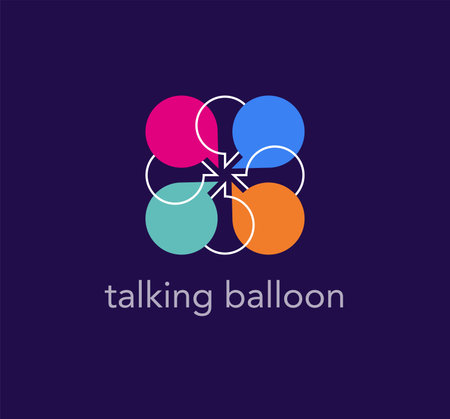 Nested speech bubble logo. meeting ideas. Unique color transitions. people logo template. vectorのイラスト素材