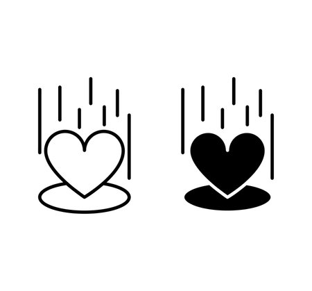 Heart design with decreasing love. Flat and linear ready set. unique vector design.のイラスト素材
