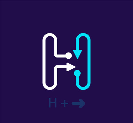 Linear letter H logo. unique logo. Abstract letter simple rotating arrow target icon. corporate identity vector.のイラスト素材