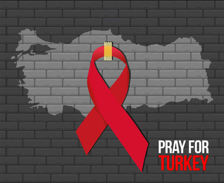 Turkey earthquake ribbon design. Pray for Turkey. Major earthquakes, floods, storms and disasters.のイラスト素材