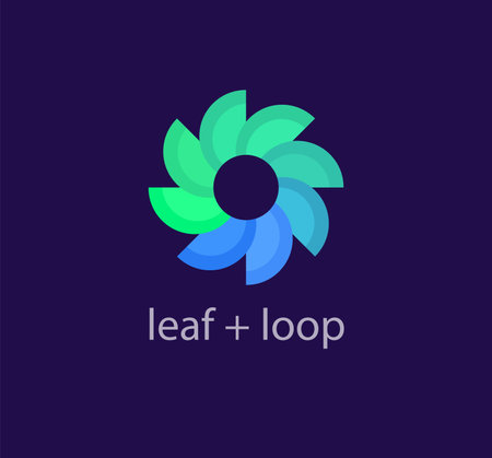 Leaves and loop logo. Unique color transitions. corporate healthcare company logo template. vectorのイラスト素材