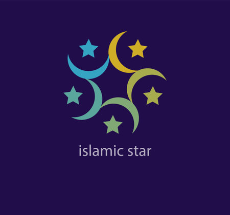 Unique islamic star cycle logo. Contemporary color transitions. Religion, ramadan and faith logo template. vector.のイラスト素材