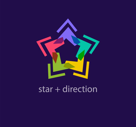 Unique star directions logo. Contemporary color transitions. Star cycle logo template. vector.のイラスト素材