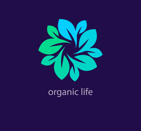 Unique organic life logo. Contemporary color transitions. Circular ecological life logo template. vector.のイラスト素材