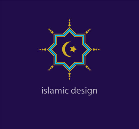 Unique islamic moon and star style logo design template. Abstract arabic symbol. Geometric unique shapes. Contemporary color transitions. Religion and Culture design logo template. vector.のイラスト素材