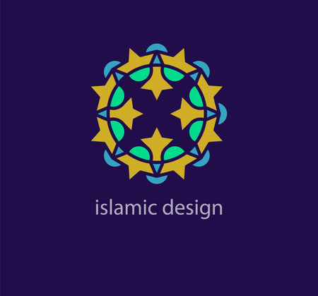 Unique islamic logo design template style. Abstract Islamic symbol. Geometric unique shapes. Contemporary color transitions. Religion and Culture design logo template. vector.のイラスト素材