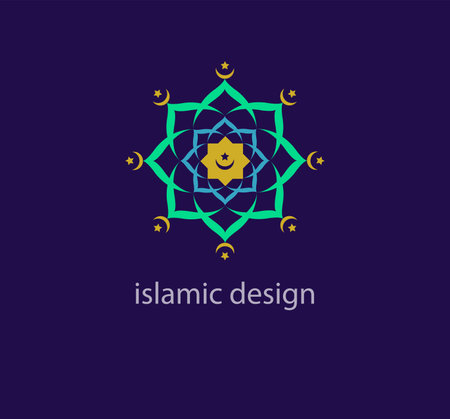 Arabic style vector logo design template. Abstract Islamic symbol. Geometric unique shapes. Contemporary color transitions. Religion and Culture design logo template. vector.のイラスト素材