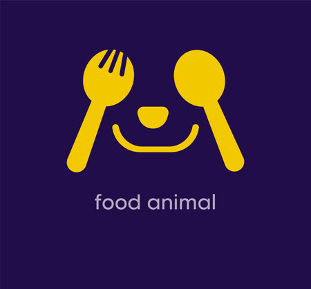 Animal logo consisting of spoon and fork. Creative logo template. vector.のイラスト素材