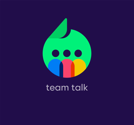 Team talk speech bubble logo. Unique design color transitions. Public speaking channel logo template. vector.のイラスト素材