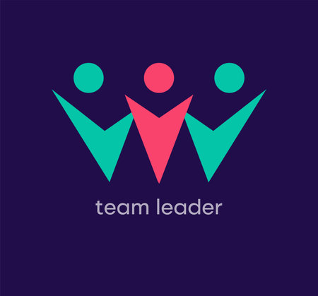 Team and leading people logo. Unique design color transitions. Team logo template advancing to the top. vector.のイラスト素材