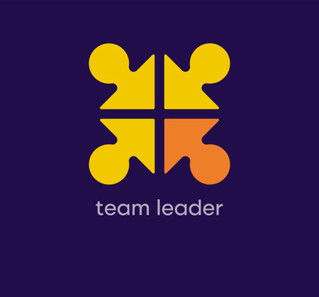 Team leader human logo. Unique design color transitions. Leader and entrepreneur logo template. vector.のイラスト素材