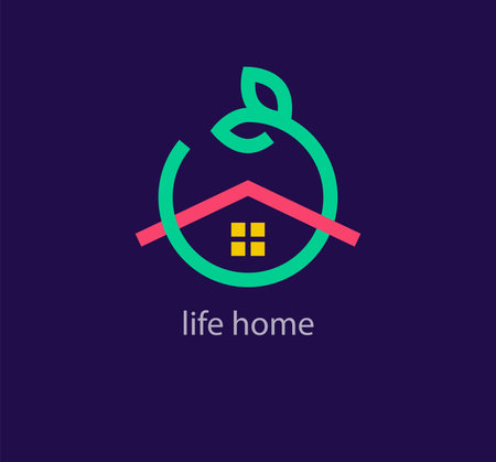 Clean energy life home logo. Unique color transitions. Life house cycle logo template. vectorのイラスト素材