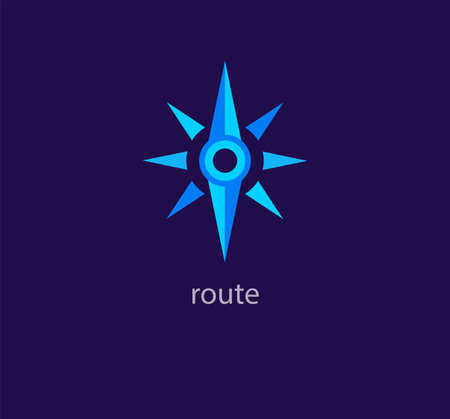 Unique route location logo. Trend color transitions. Destination logo template. vectorのイラスト素材