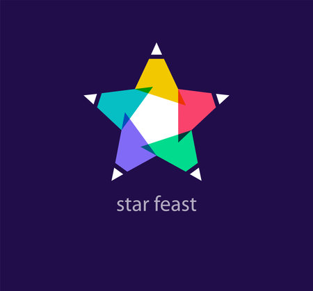 Modern colorful star logo. star feast. Unique color transitions. Company logo template. vectorのイラスト素材