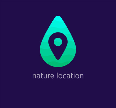 Unique nature location logo design. Modern design color. Water drop and location logo template. vector.のイラスト素材