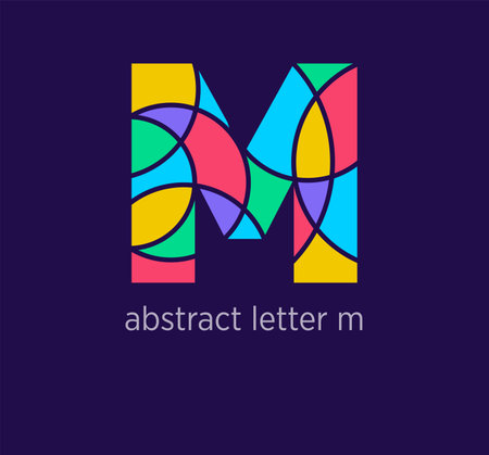 Modern abstract letter m logo icon. Unique mosaic design color transitions. Colorful letter m template. vector.のイラスト素材