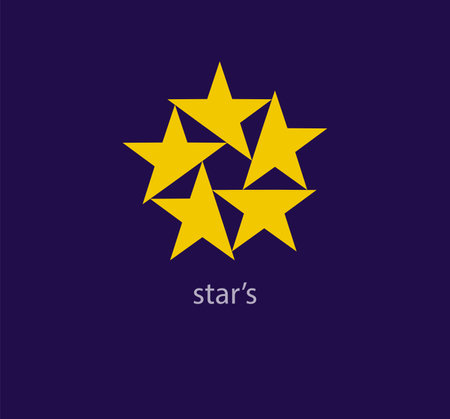 Creative 5 star design. Modern design yellow color. Luxury Star template. vector.のイラスト素材