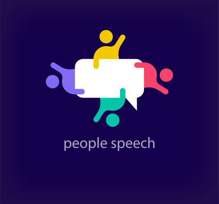 People with speech bubble. Social media concept. Vector flat illustration.のイラスト素材