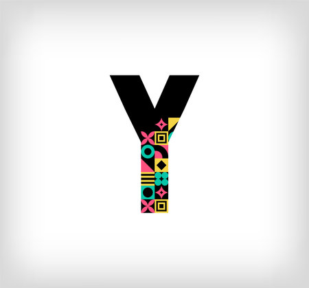 Creative letter Y. Logo from capital letters with geometric shapes. Creative education colorful graphic. vectorのイラスト素材