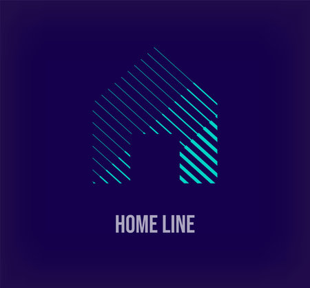 Unique linear house sign logo. Creative real estate and architecture colorful graphics. Corporate company Vectorのイラスト素材