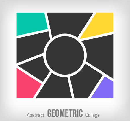 Photo round collage frames template. Colorful Photo collage frames template for family design. Vector collage layout for photo montage.のイラスト素材