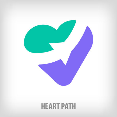Creative heart passing through arrow sign logo. Unique color transitions. Healthcare and romantic logo template. vectorのイラスト素材