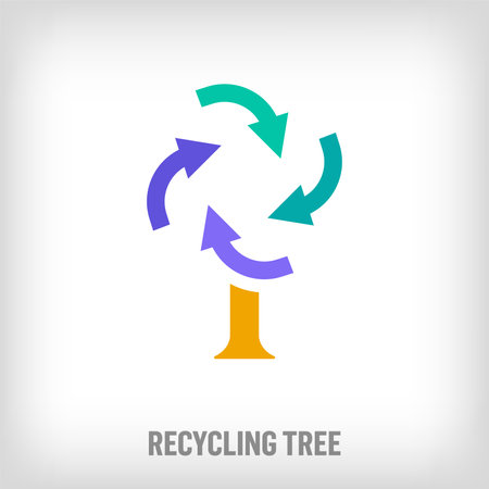 Creative tree sign logo from nothing. Unique color transitions. Nature ecology and recycling logo template. vectorのイラスト素材
