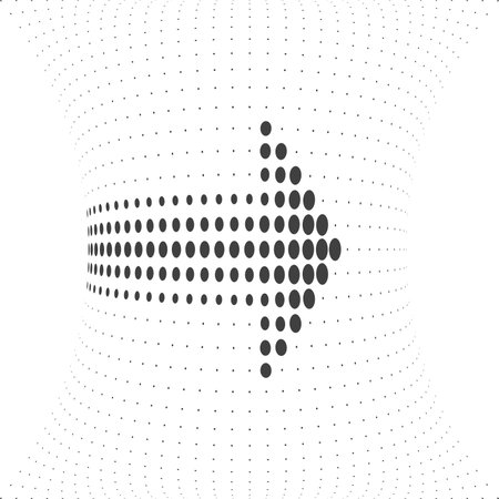 Creative rotating arrow dot sign. Unique dynamic points formation template. vectorのイラスト素材