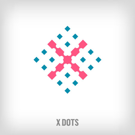 Square x shape logo. Geometric artistic x icon pixel. Integrative and integrative point movement. Modern icon ports.のイラスト素材