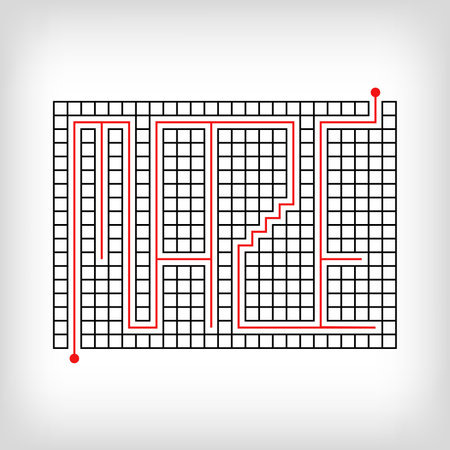 Confused maze design lettering puzzle. Confusing game and educational activity set.のイラスト素材