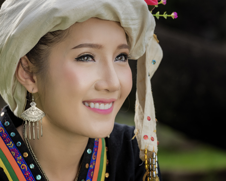 Woman at an indigenous tribe in Laos.の写真素材