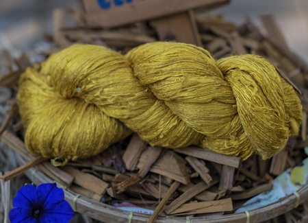 Silk , has a natural dye for fabric .の写真素材