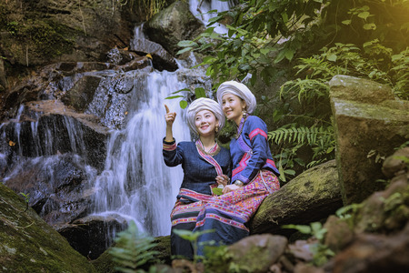 tribe in beautiful costume dress,beautiful tribe girl.の写真素材