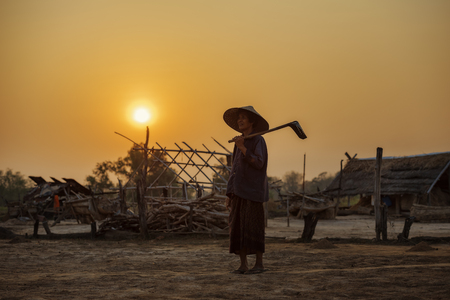 Naklua Thailand,Sunset salt farming (Naklua),Ancient salt making.のeditorial素材