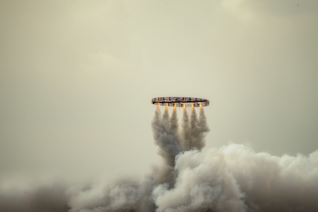 rocket festival,Dense white smoke rising from the rocket festival,smoke background,close up swirling white smoke background.の写真素材