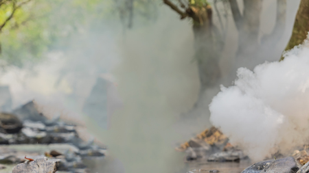 Smoke and Fog on the stream .の写真素材