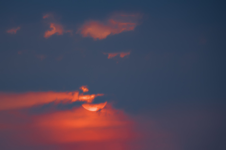 The Sky and Clouds are Eccentric,Beautiful Sunshine and Sunset Reflected Through the Clouds.の写真素材