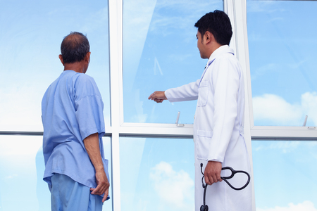 Health check,Doctor with patient in hospital,Close up of a  doctor checking  health patient,Healthcare concept of doctor consulting counsel diagnosis health.の写真素材