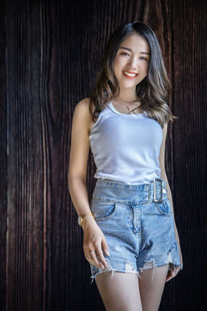 Asian girl,Portrait of young beautiful sexy asian women is relaxing. Smile happy face fashion asian...
