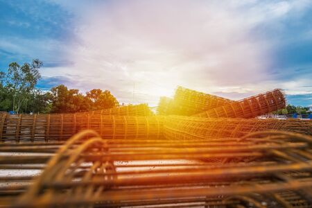Steel rod, Reinforcement of concrete with metal rods connected by wire. Reinforcement metal...