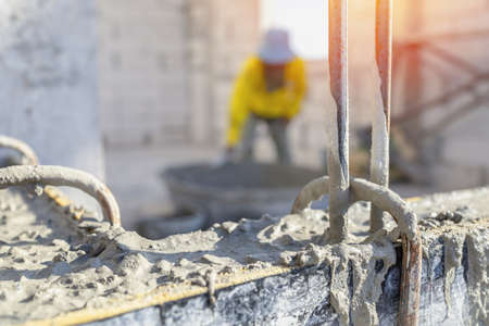 Construction site of the house, building concept with lightweight brick wall, Lightweight bricks that are placed together for building walls with in the building,の写真素材