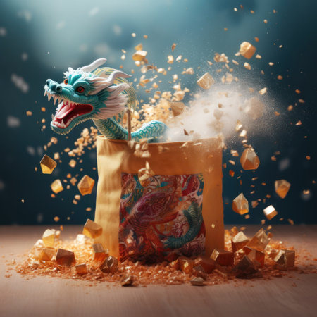 Spring Festival theme scene red lucky bag red packet with red backgroundの素材