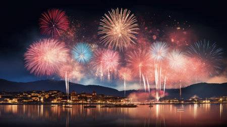 anniversary celebration new year fireworksの素材