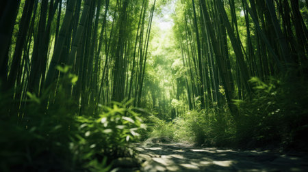 middle of a beautiful bamboo forest bottom up cornerの素材