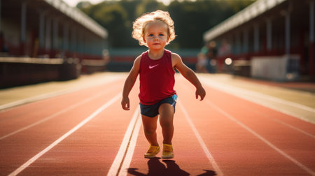 Portrait of a 4 to 6 year old child in exercise clothes.の素材